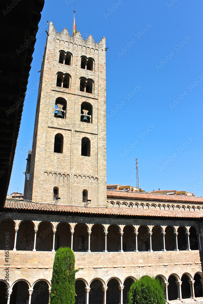The cloister of the Monastery of Saint Mary in Ripoll, Catalonia, Spain