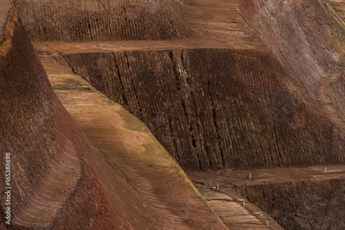 High angle view of empty dirt roads at open-pit coal mine, Kalgoorlie, Western Australia, Australia photo