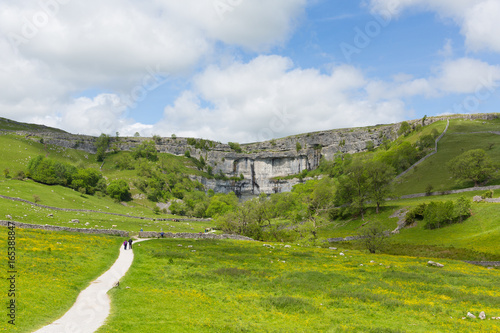 Malham Cove Yorkshire Dales National Park England UK popular tourist attraction