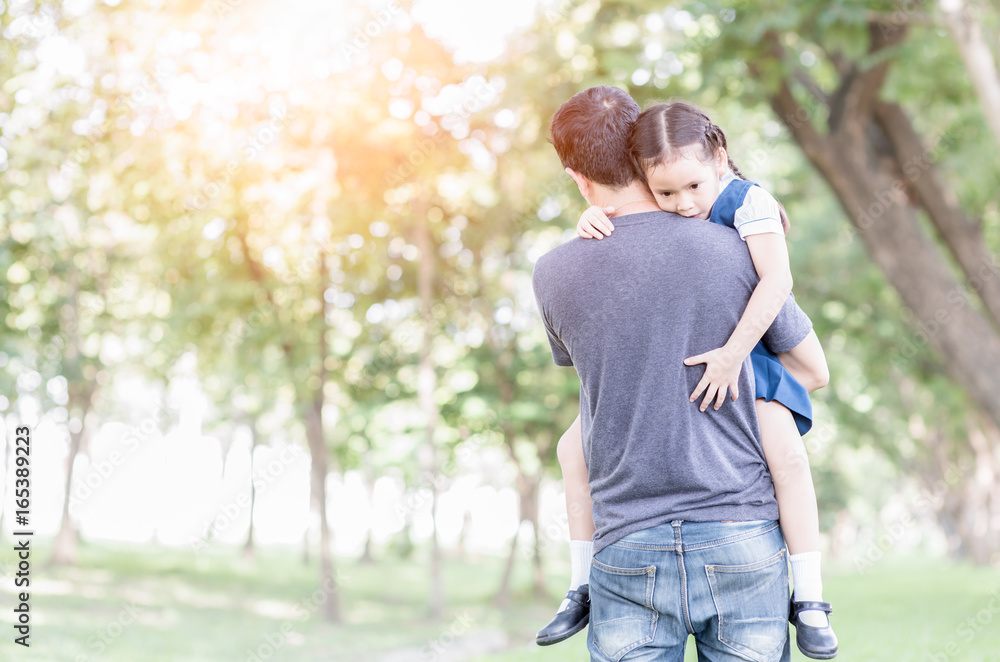 father carrying and encourage his daughter father carrying and encourage his daughter