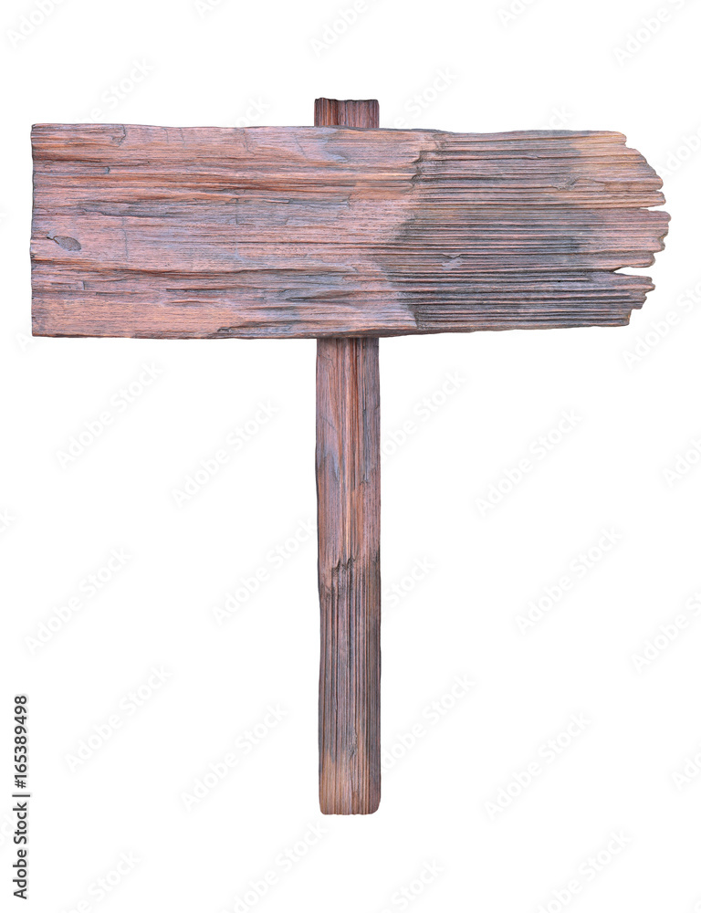 Fototapeta premium Wooden sign isolated on white background