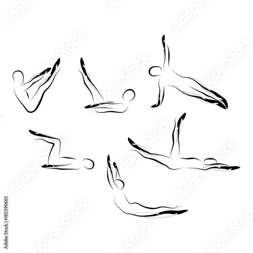 Set of abstract pilates poses