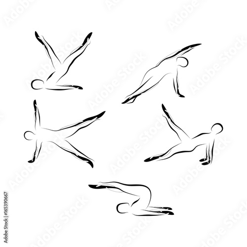 Set of abstract pilates poses