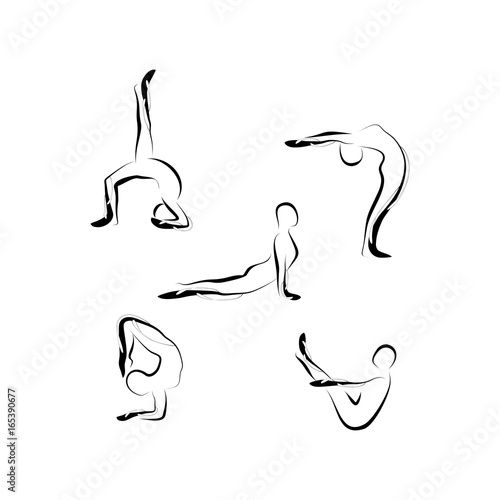 Set of abstract yoga poses