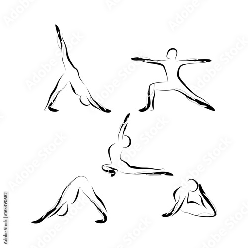 Set of abstract yoga poses