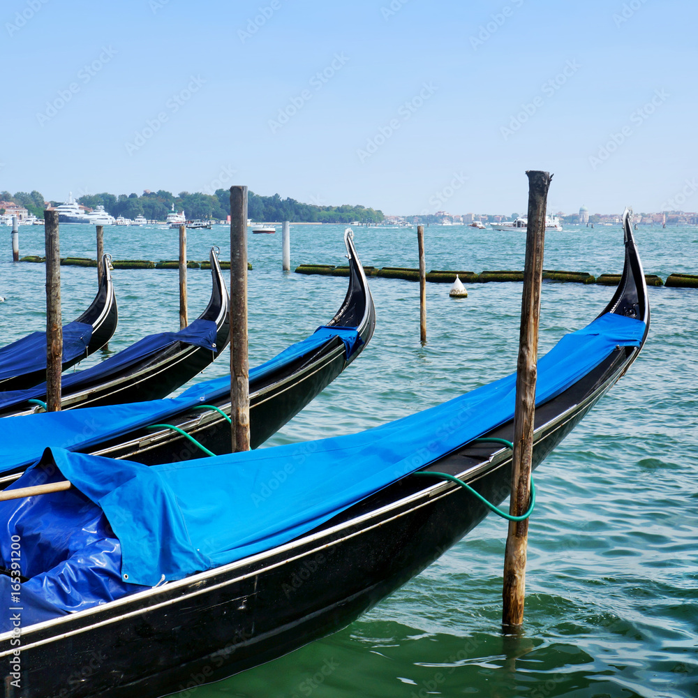 Italy, Morning in Venice. Gondolas