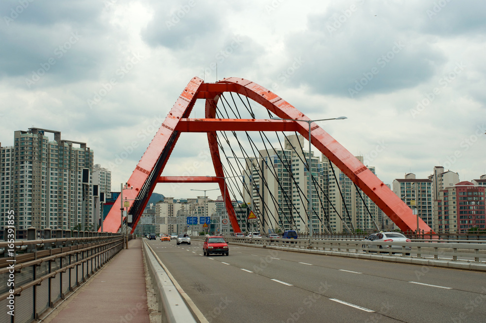 Hangang river in Seoul in summer in Korea