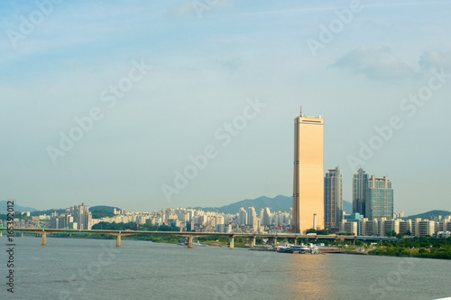 Hangang river in Seoul in summer in Korea