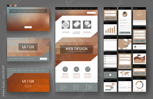 Website design template and interface elements