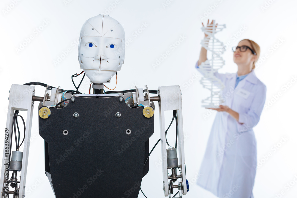 Naklejka premium Unconventional scientist developing technology based on human genome