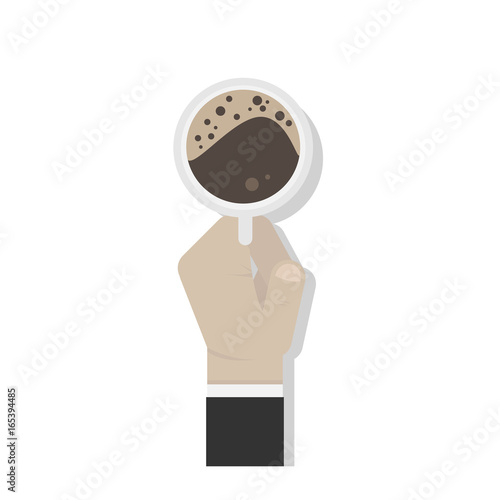 Hand with cup of coffee isolated
