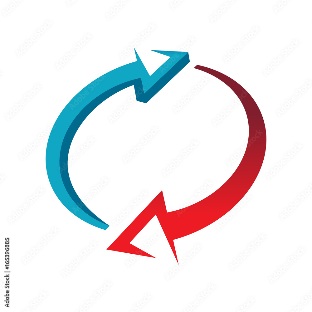 two curved arrows formed an oval shape, icon design, isolated on white background. two curved arrows formed an oval shape, icon design, isolated on white background.
