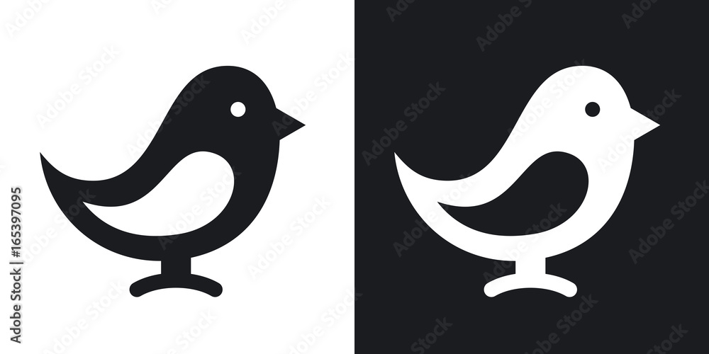 Vector bird icon. Two-tone version on black and white background Vector bird icon. Two-tone version on black and white background