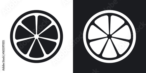 Vector citrus icon. Two-tone version on black and white background photo