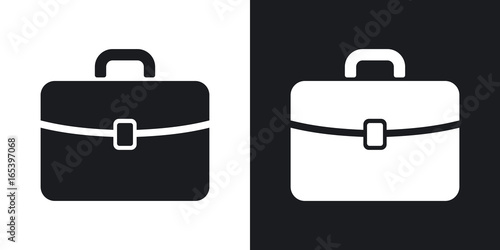 Vector briefcase icon. Two-tone version on black and white background photo