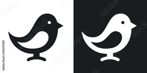 Vector bird icon. Two-tone version on black and white background