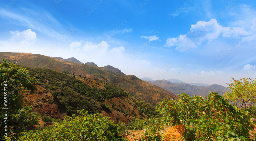 Obraz premium mountains landscape.sky.taberrant. Moroccan rural life.
