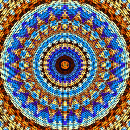 Seamless background pattern. Decorative round mosaic art pattern.