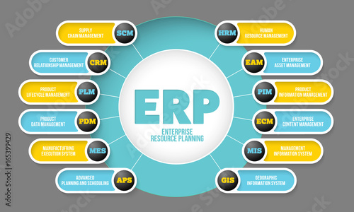 Vector info graphic with theme of erp system