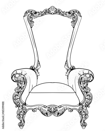 Baroque armchair with luxurious ornaments. Vector French Luxury rich intricat...