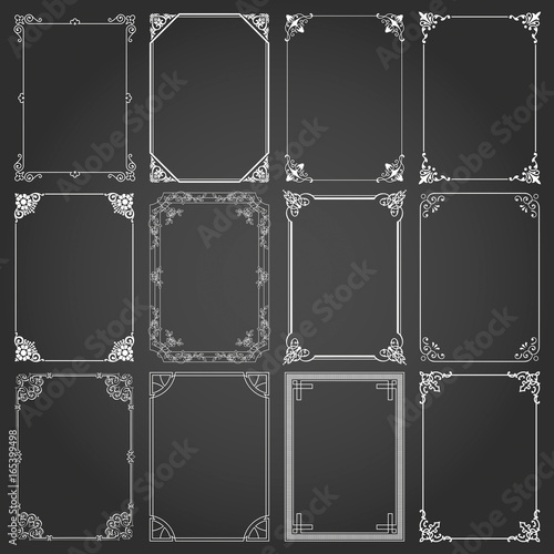 Decorative rectangle frames and borders set 2 vector