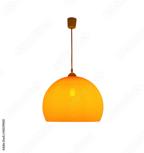 Hanging orange lamp isolated with clipping path