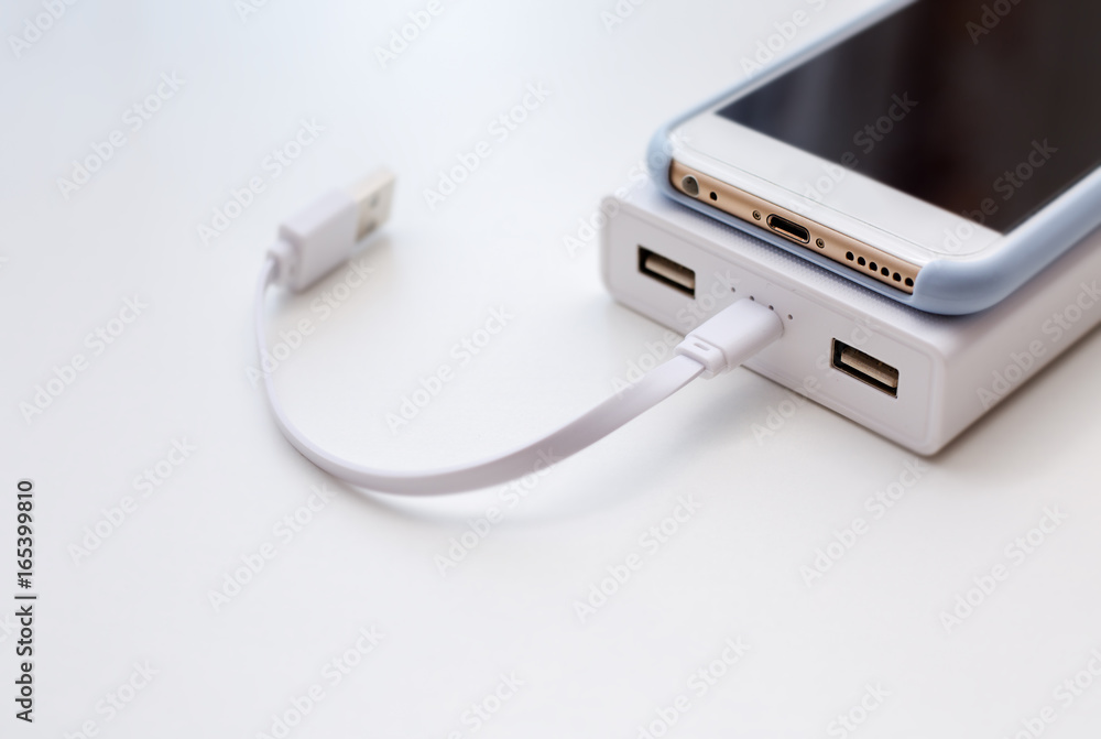 Smartphone and power bank concept Smartphone and power bank concept