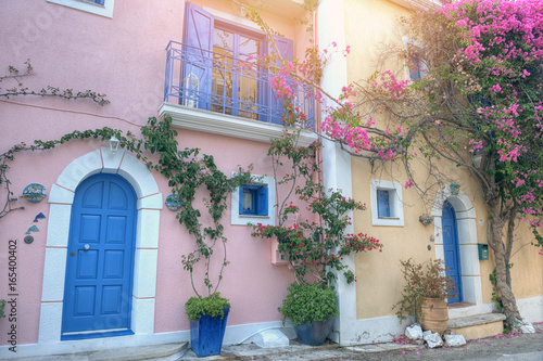 Beautiful street in Assos, Kefalonia, Greece
