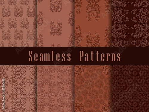 Vintage seamless pattern set. Baroque ornament. Retro colors. Vector illustration