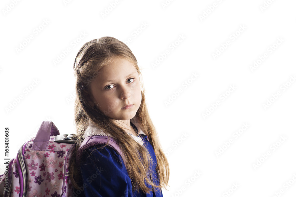 Caucasian elementary age schoolgirl with glasses Caucasian elementary age schoolgirl with glasses