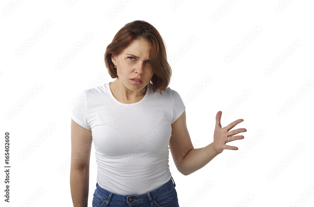 Beautiful young girl with emotion of anger Beautiful young girl with emotion of anger