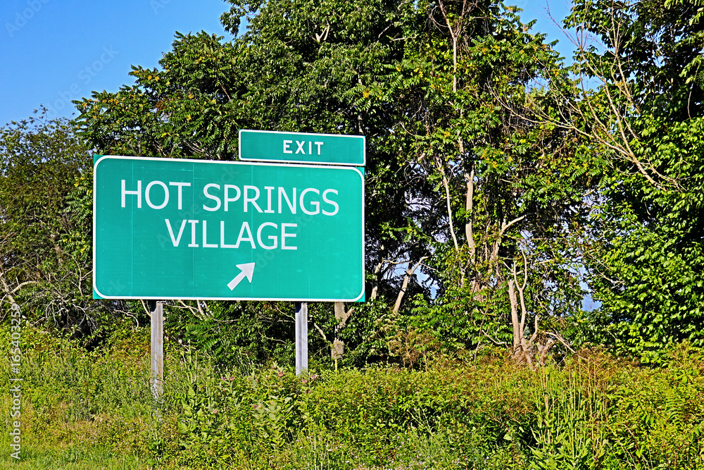 US Highway Exit Sign For Hot Springs Village