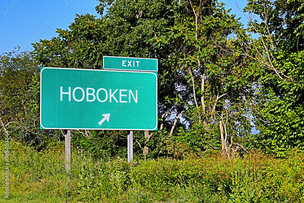 US Highway Exit Sign For Hoboken