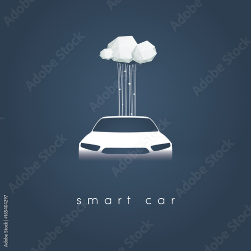 Smart or intelligent car vector concept. Futuristic automotive technology with autonomous driving, driverless cars.