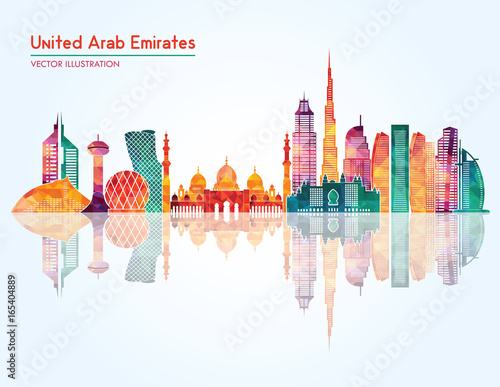 United Arab Emirates skyline detailed silhouette. Vector illustration