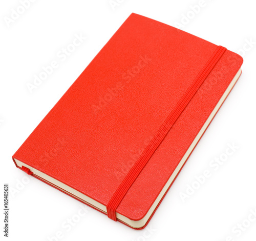 Red closed paper notepad  isolated on white