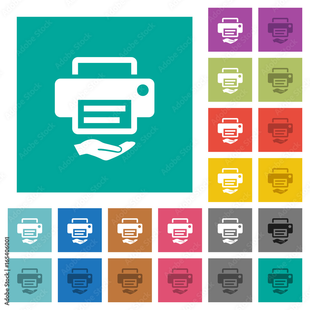 Shared printer square flat multi colored icons Shared printer square flat multi colored icons