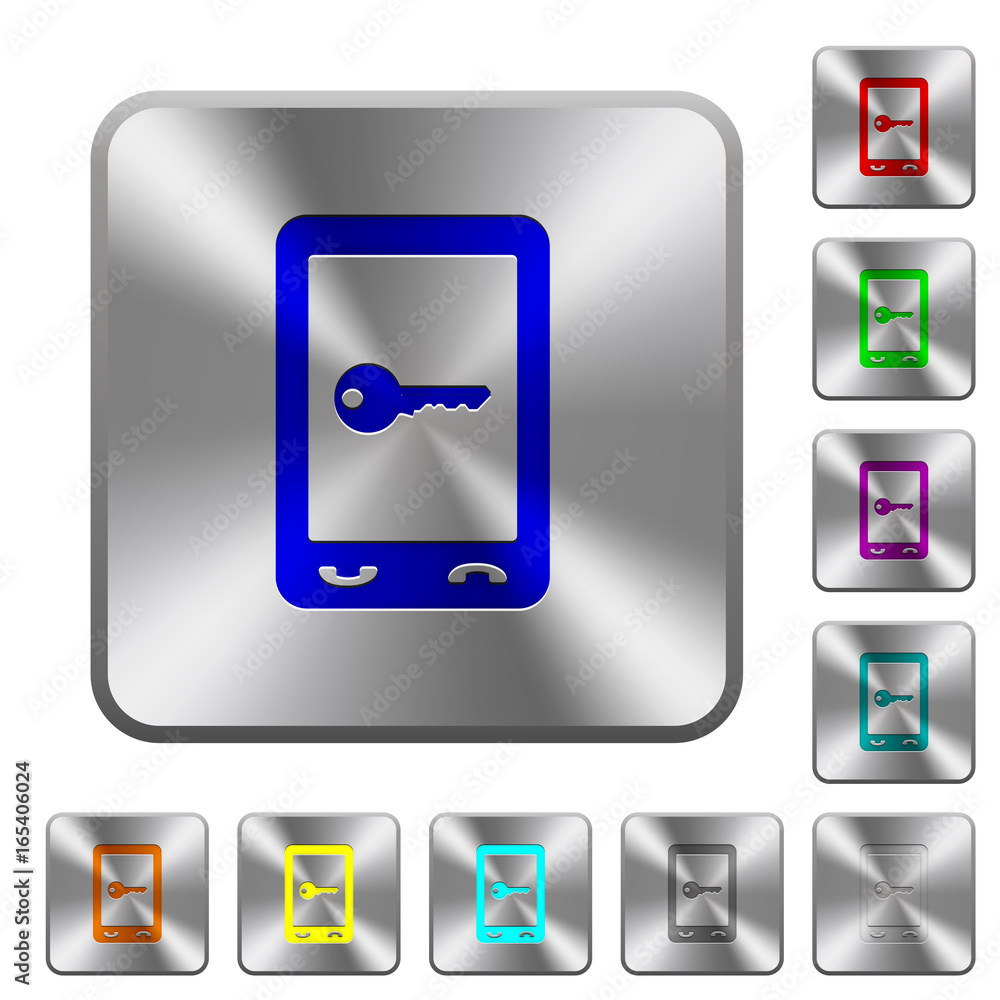 Mobile secure rounded square steel buttons Mobile secure rounded square steel buttons