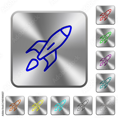 Launched rocket rounded square steel buttons