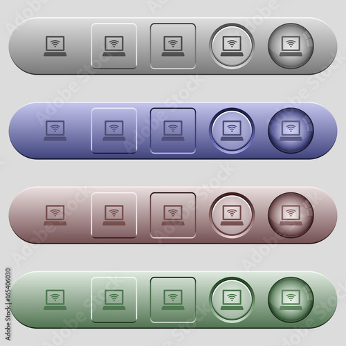 Laptop computer with wireless symbol icons on horizontal menu bars