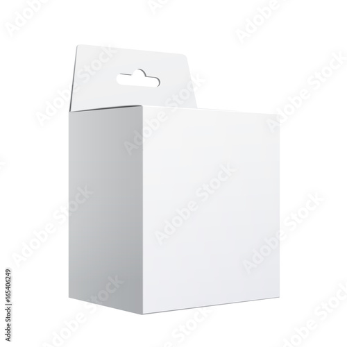 White Package carton Box with Hang Slot.