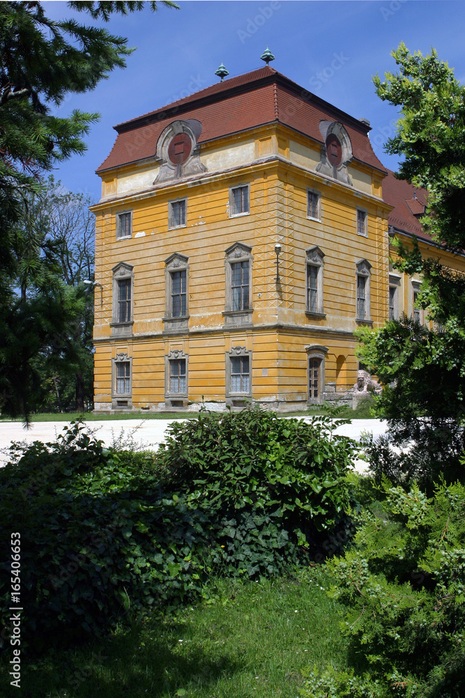 City of Papa Hungary. Esterhazy Palace in Kastely Park