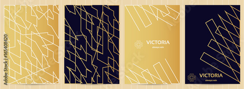 A4 size cards in golden and blue color. Vector luxury business templates for restaurant menu, flyer, greeting card, brochure, book cover and any other decoration.