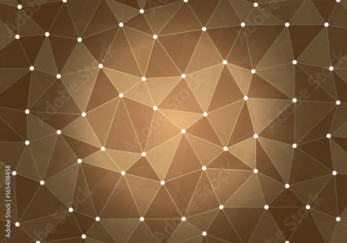 Brown Geometric triangular low poly with dots and lines gradient illustration for graphic background. design texture. Polygonal abstract background. triangular pattern style with gradient.