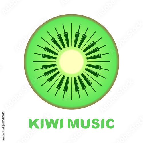 Music logo piano as kiwi fruit icon colorful