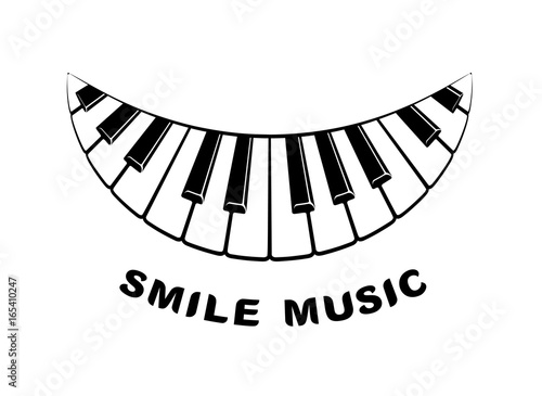 Music logo piano smile icon, simple style
