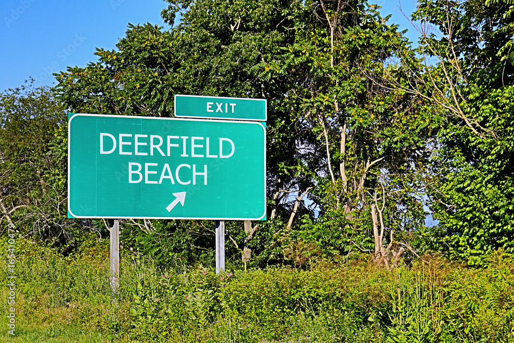 US Highway Exit Sign For Deerfield Beach