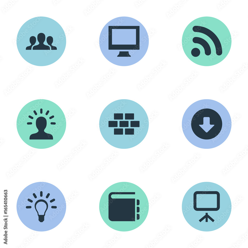 Vector Illustration Set Of Simple UI Icons. Elements Wireless