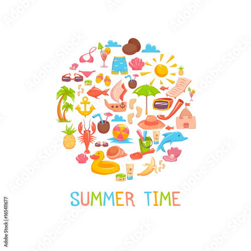 Vector illustration of different things for vacations