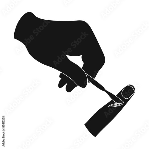 Cut the finger with a surgical scalpel. Surgery single icon in black style vector symbol stock illustration web.